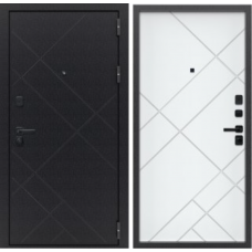 Дверь входная FlyDoors ПРИЗМА Букле черный - Велуто бианко